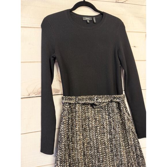 Theory Dress Size MED Classy Chic for Fall/Winter Black Beige Long Sleeve - Picture 6 of 6